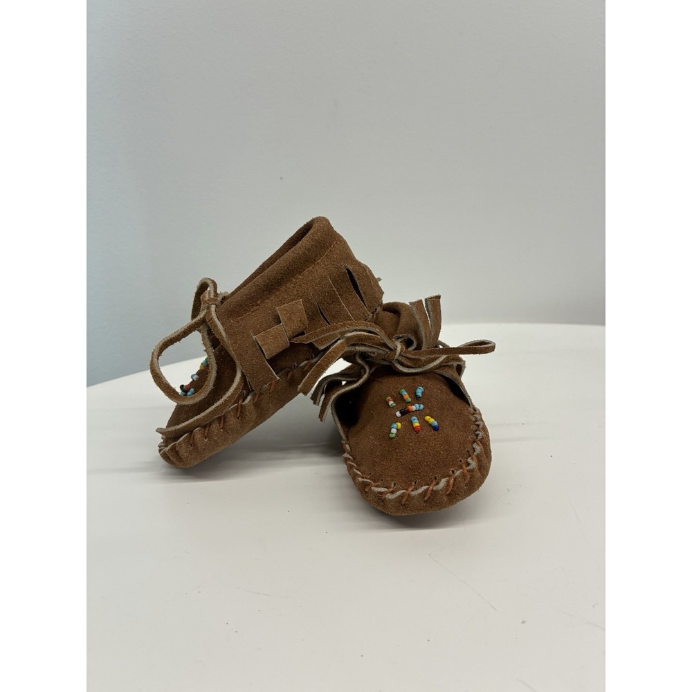 Handmade Beaded Baby Moccasins Suede Leather Native American Style